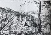 Salomon de Caus Bird-s-eye view of the Palatine garden at  Heidelberg oil painting artist